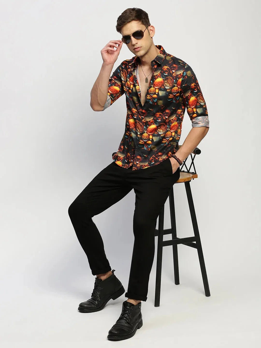 Men's Black Printed Cotton Shirt | Stylish Printed Shirts