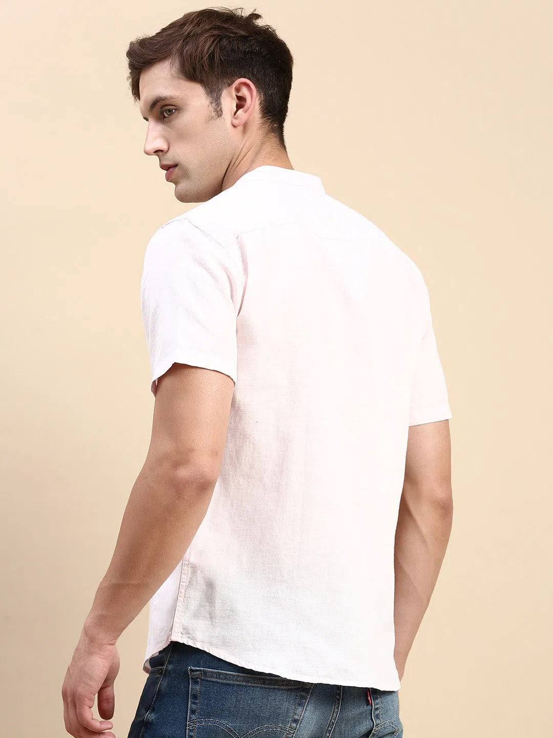 Men's Pink Solid Cotton Casual Shirt - DesiQlo Style