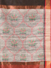 Off White Cotton Saree With Zari Borders-MA64BCT401190041
