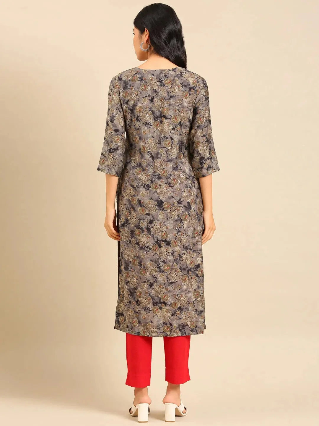 Grey Embellished Kurta - Stylish Indian Kurtis for Ladies