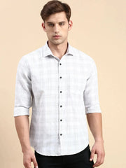 Men White Checked Casual Shirt-BLAZOCHECKS-4654-White