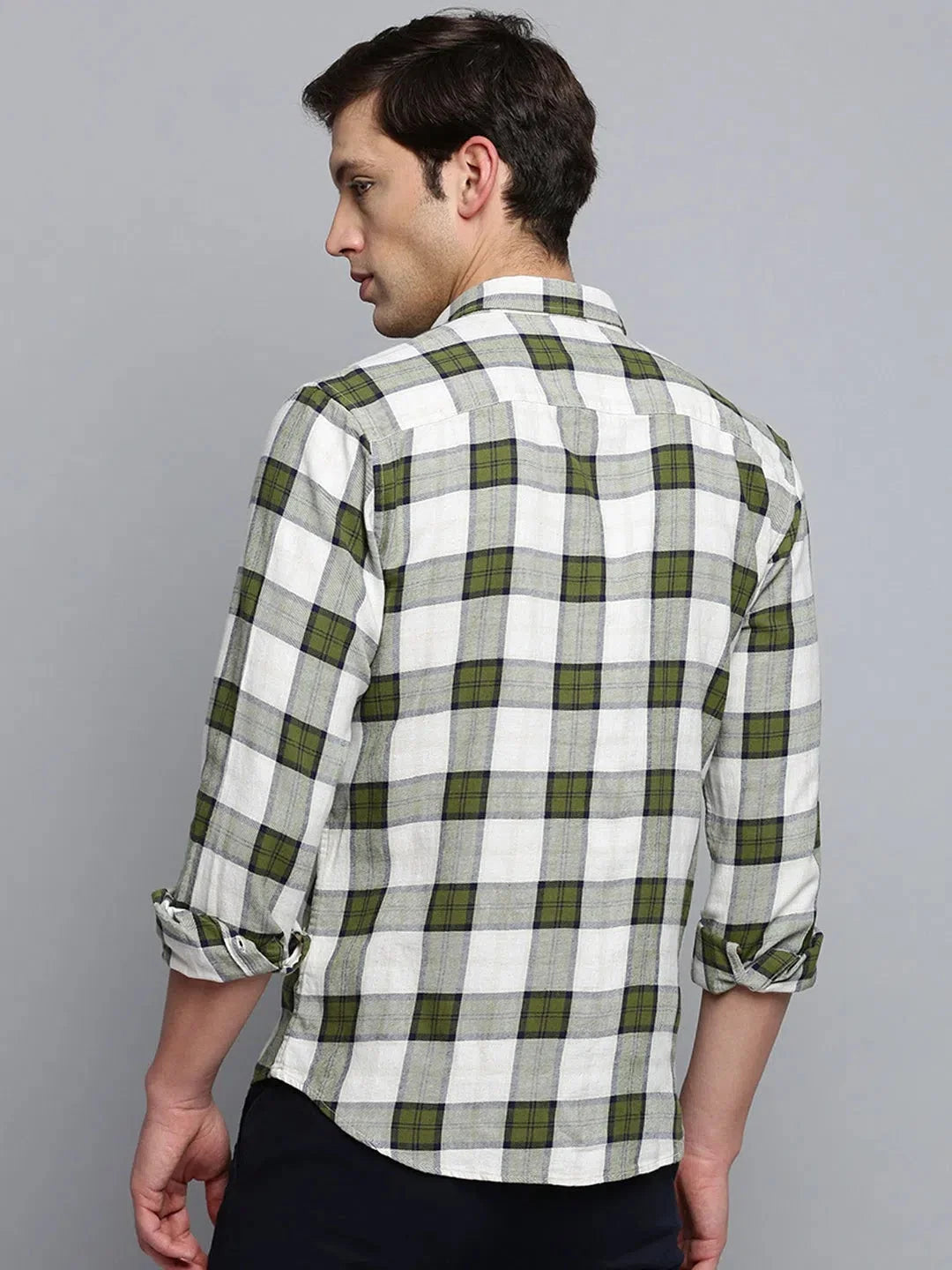 Beige Checked Cotton Mens Shirt - DesiQlo Casual Wear