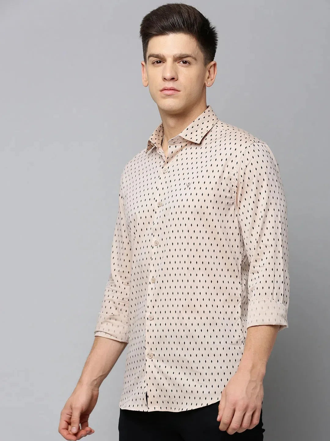 Tan Printed Mens Shirt - DesiQlo Stylish Cotton Casual Shirt