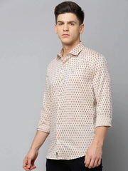 Men Tan Printed Casual Shirt-FLIORIONIEPRINT-3503-Tan