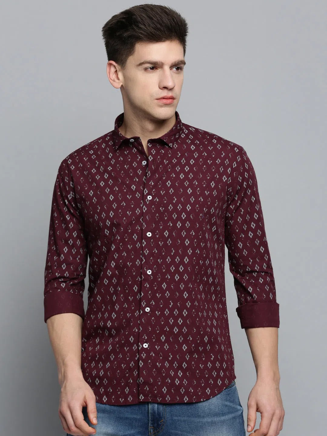 Red Printed Mens Shirt - Casual Cotton Shirt | DesiQlo