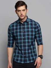 Men Navy Checked Casual Shirt-BOXERCHECKS-3352-Navyblue