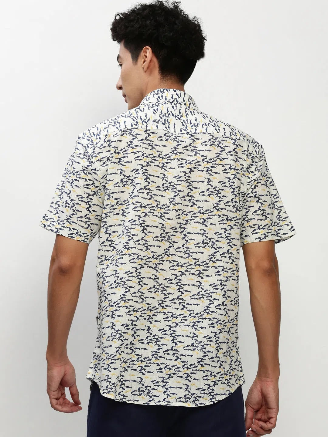 White Graphic Print Mens Shirt - Cotton Casual Shirt | DesiQlo