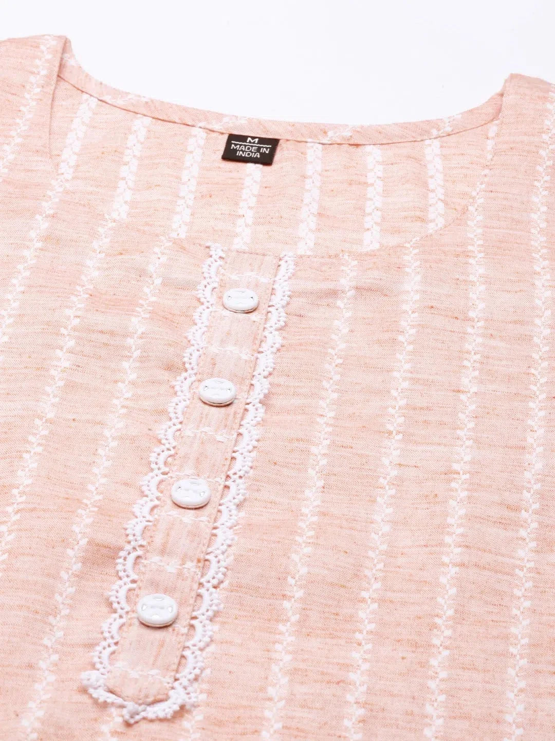 Solid Peach Indian Kurta | Women's Straight Cotton Kurtas