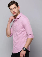 Men Mauve Solid Casual Shirt-JACOBLINEN-3283-Mauve
