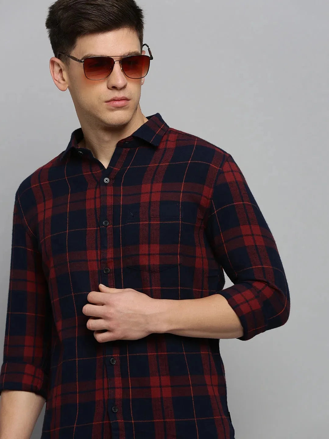 Rust Checked Mens Shirt - Cotton Casual Shirt for Men