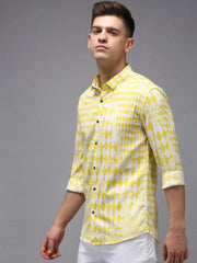 Men Yellow Printed Casual Shirt-PARKERPRINT-1533-Yellow