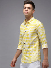 Men Yellow Printed Casual Shirt-PARKERPRINT-1533-Yellow