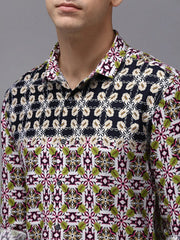 Men Blue Printed Casual Shirt-PARKERPRINT-1547-Navyblue