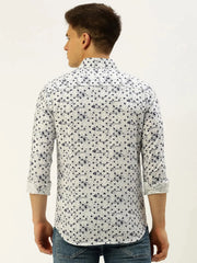 Men White Printed Casual Shirt-FLIORIONIEPRINT-3508-White