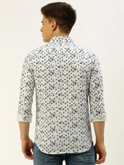 Men White Printed Casual Shirt-FLIORIONIEPRINT-3508-White