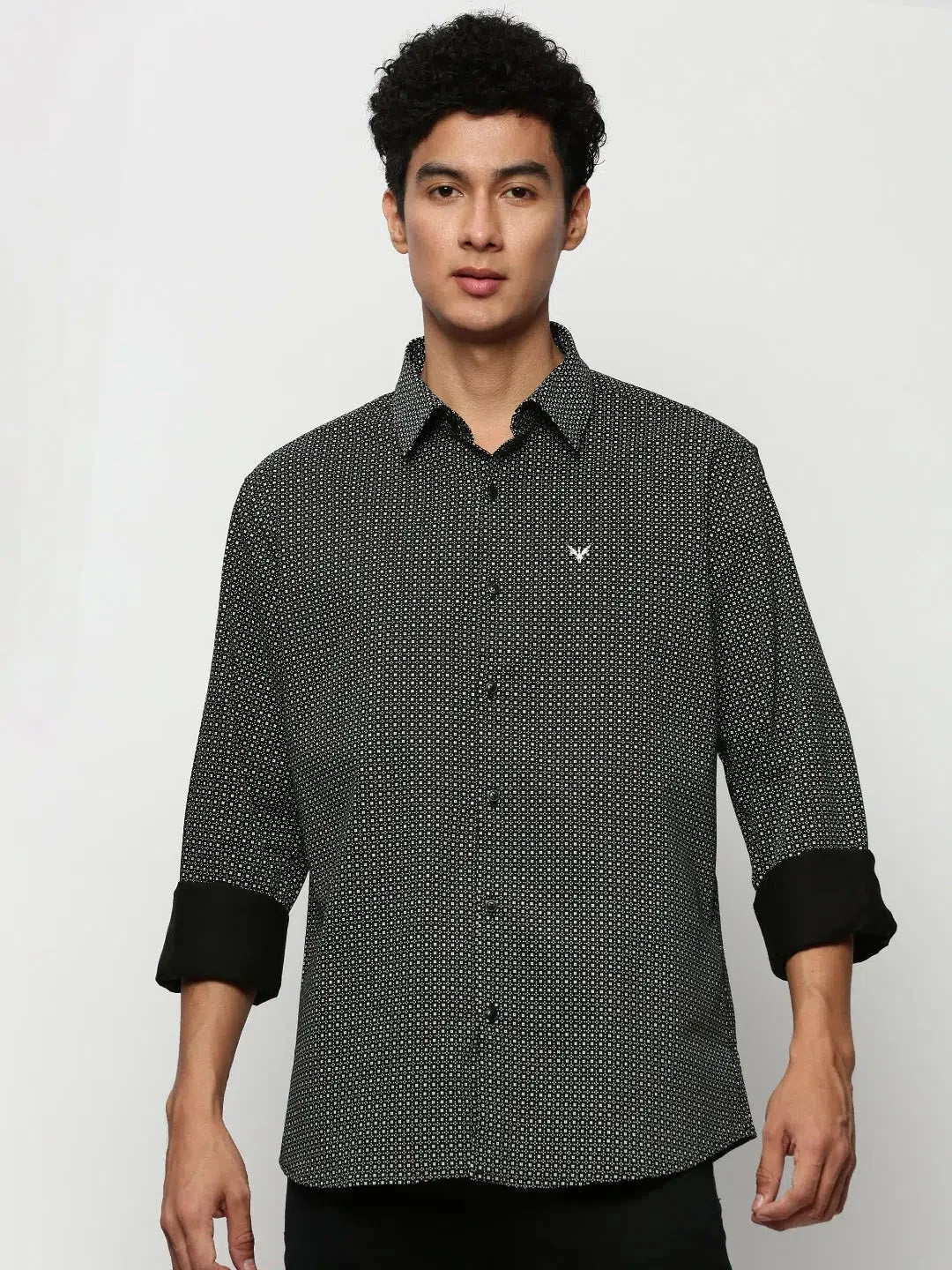 Black Printed Mens Shirt | Casual Cotton Shirt by DesiQlo