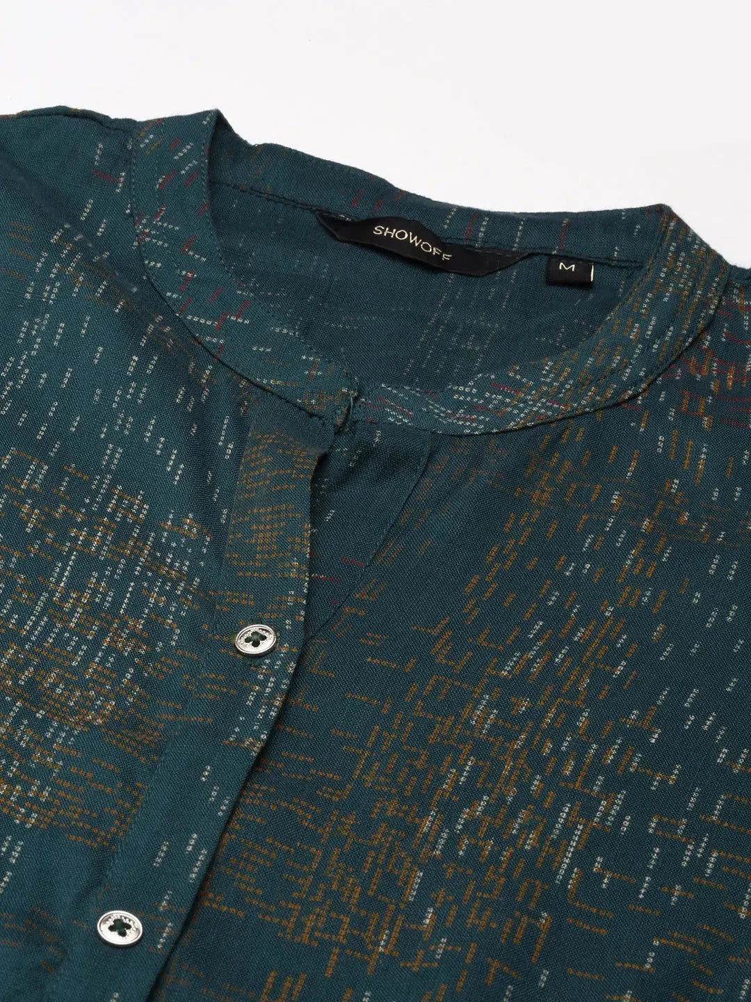 Women's Teal Printed Viscose Anarkali Kurta | DesiQlo