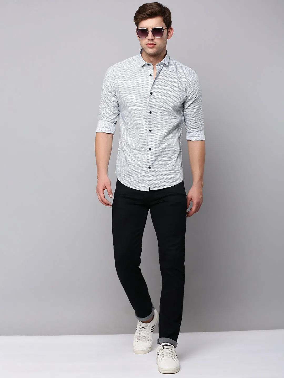 Charming White Printed Mens Shirt - Casual Cotton Shirt | DesiQlo