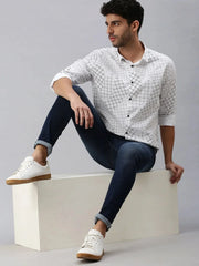 Men White Printed Casual Shirt-CORAPRINT-1114-White