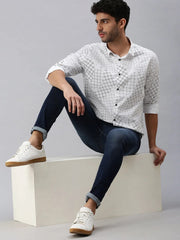 Men White Printed Casual Shirt-CORAPRINT-1114-White
