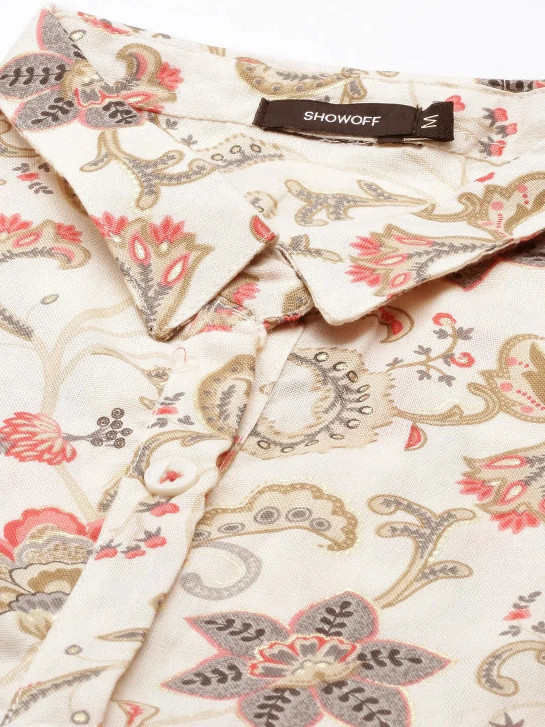 Beige Printed Cotton Anarkali Kurti for Women | DesiQlo - Style 1