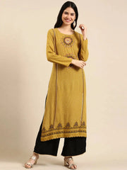 Women's Green Checked Kurta Set-GW-1243-Green