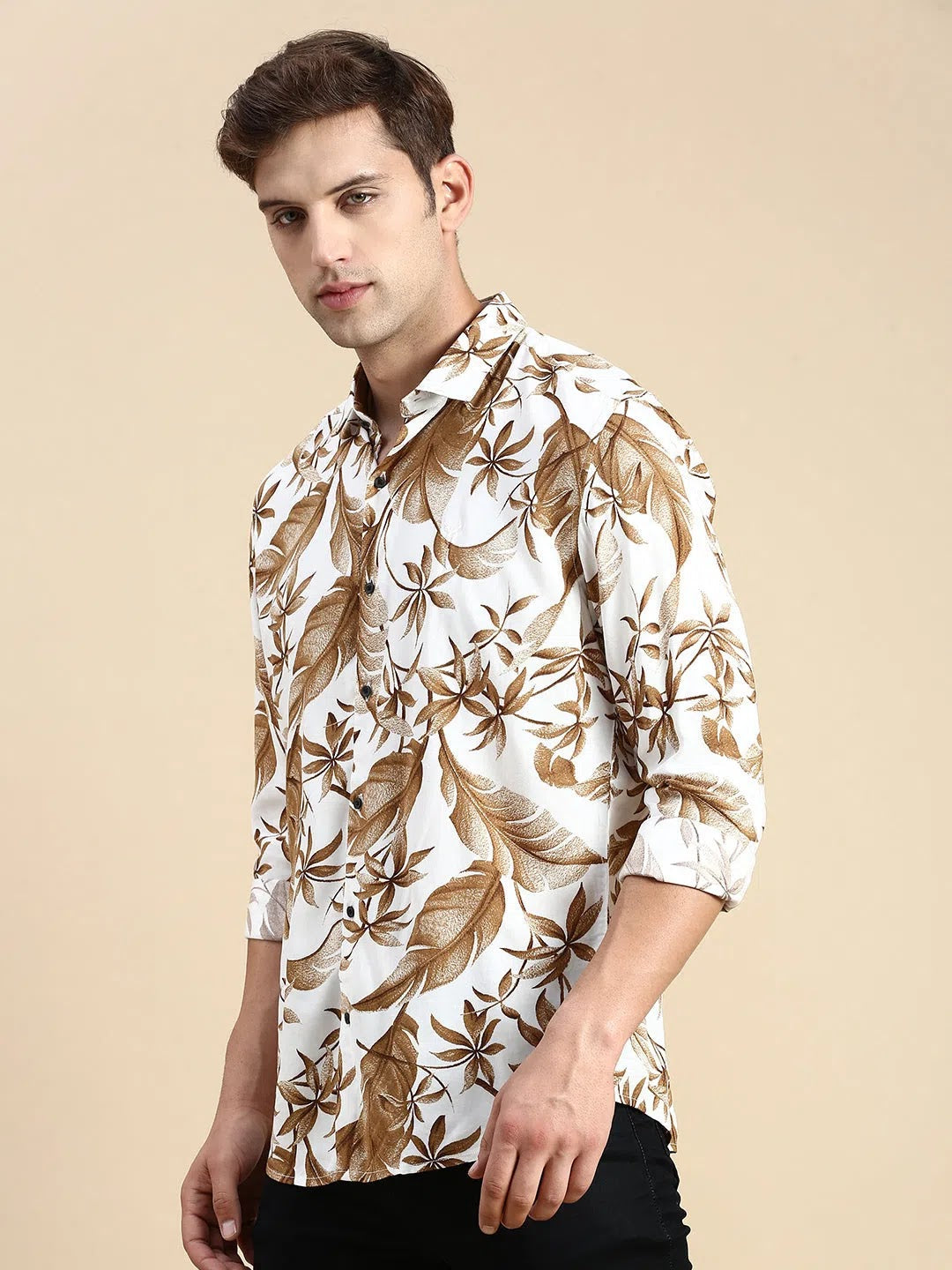 White Printed Mens Shirt - Cotton Casual Shirt | DesiQlo         
