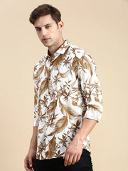 Men White Printed Casual Shirt-JORDANPRINT-4896-Offwhite