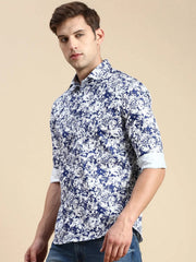 Men Blue Printed Casual Shirt-MONTREAL-0797-Blue