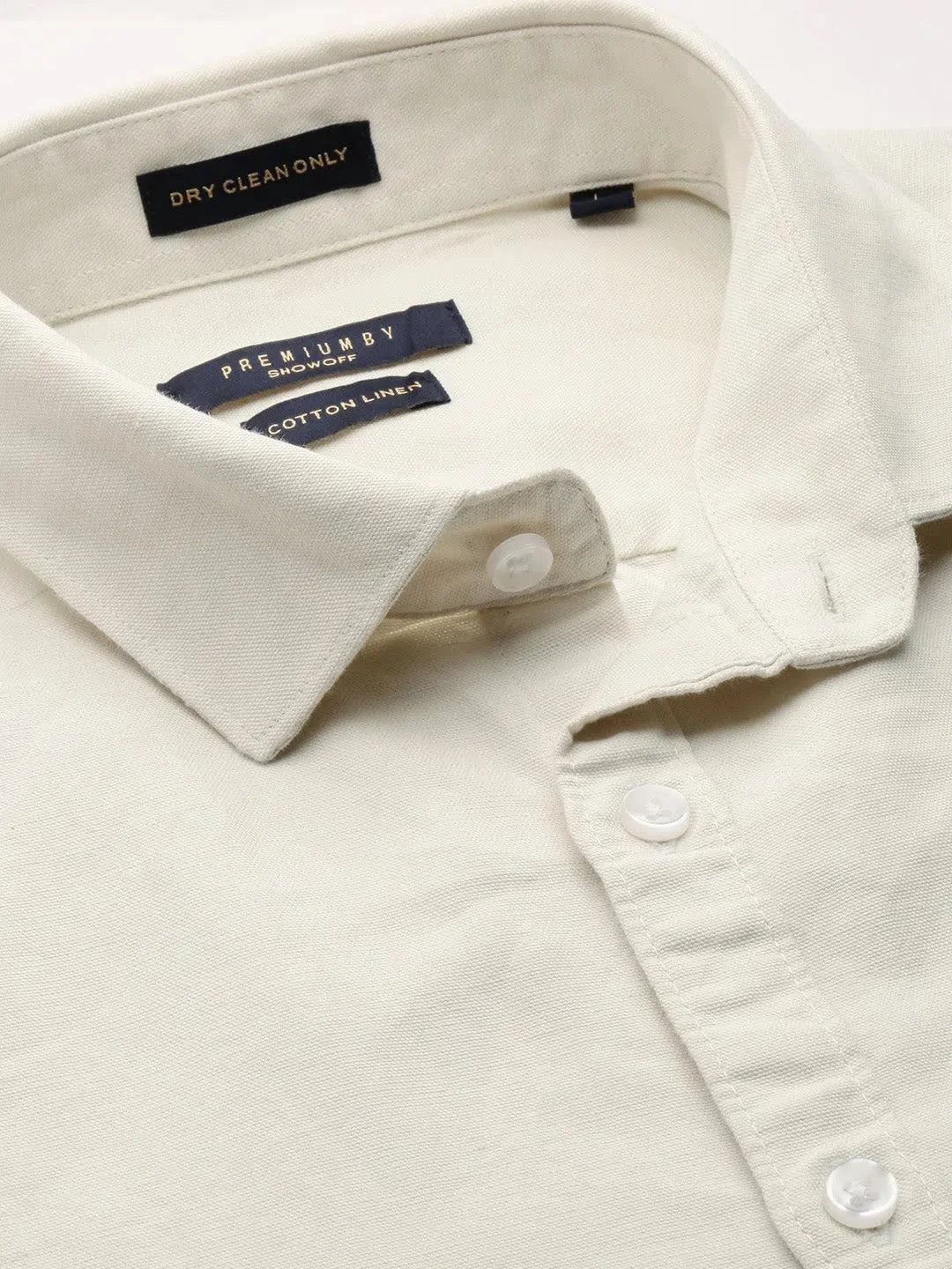 Cream Solid Cotton Mens Shirt | Casual Style