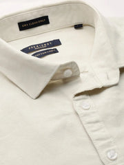Men Cream Solid Casual Casual Shirts-SPARROW-1752-Cream