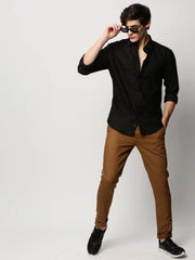 Men Black Striped Casual Casual Shirts-GLANZAPLAIN-5328-Black