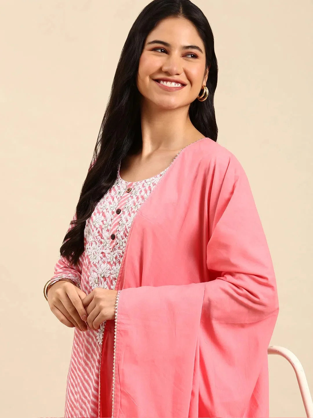 Pink Tie Dye Kurta Set with Dupatta | Women's Kurta Sets
