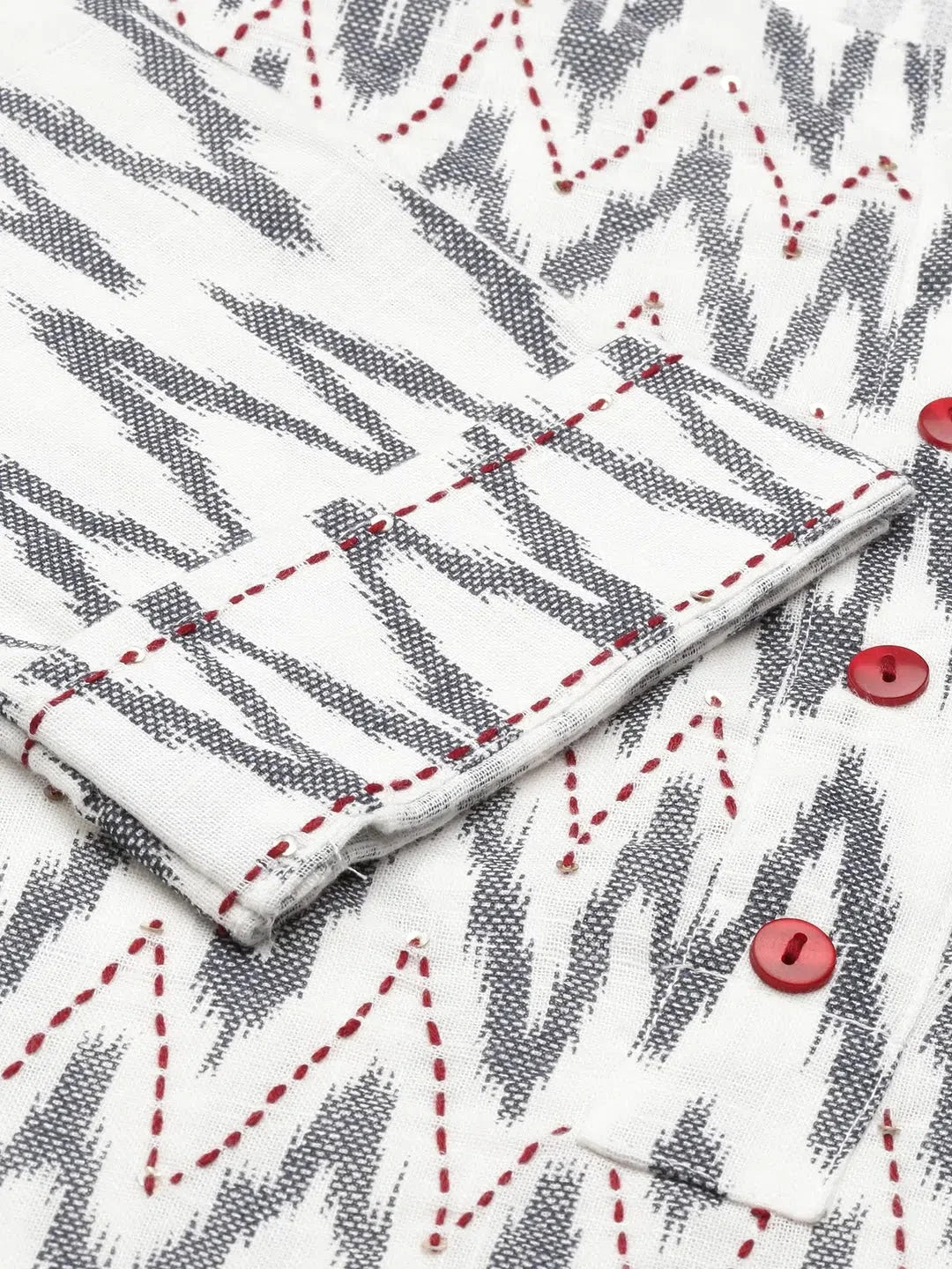 White Printed A-Line Kurta - Women's Indian Kurtis, DesiQlo