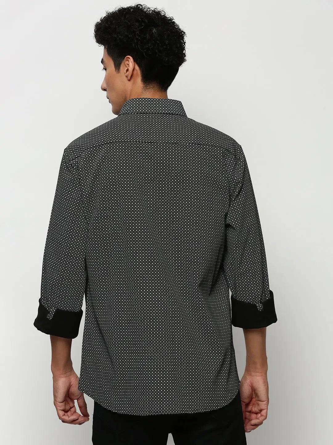Black Printed Mens Shirt | Casual Cotton Shirt by DesiQlo