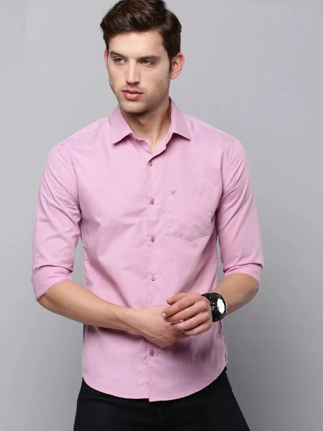 Men's Mauve Solid Shirt | Casual Cotton Mens Shirt