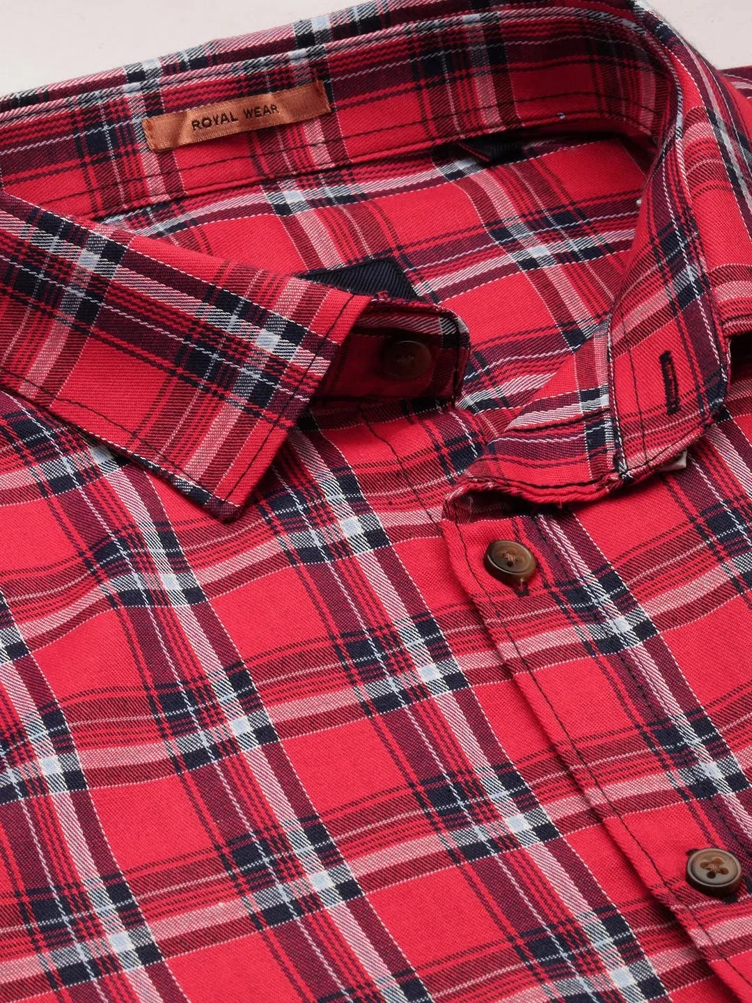 Red Checked Mens Shirt | DesiQlo Casual Cotton Shirts