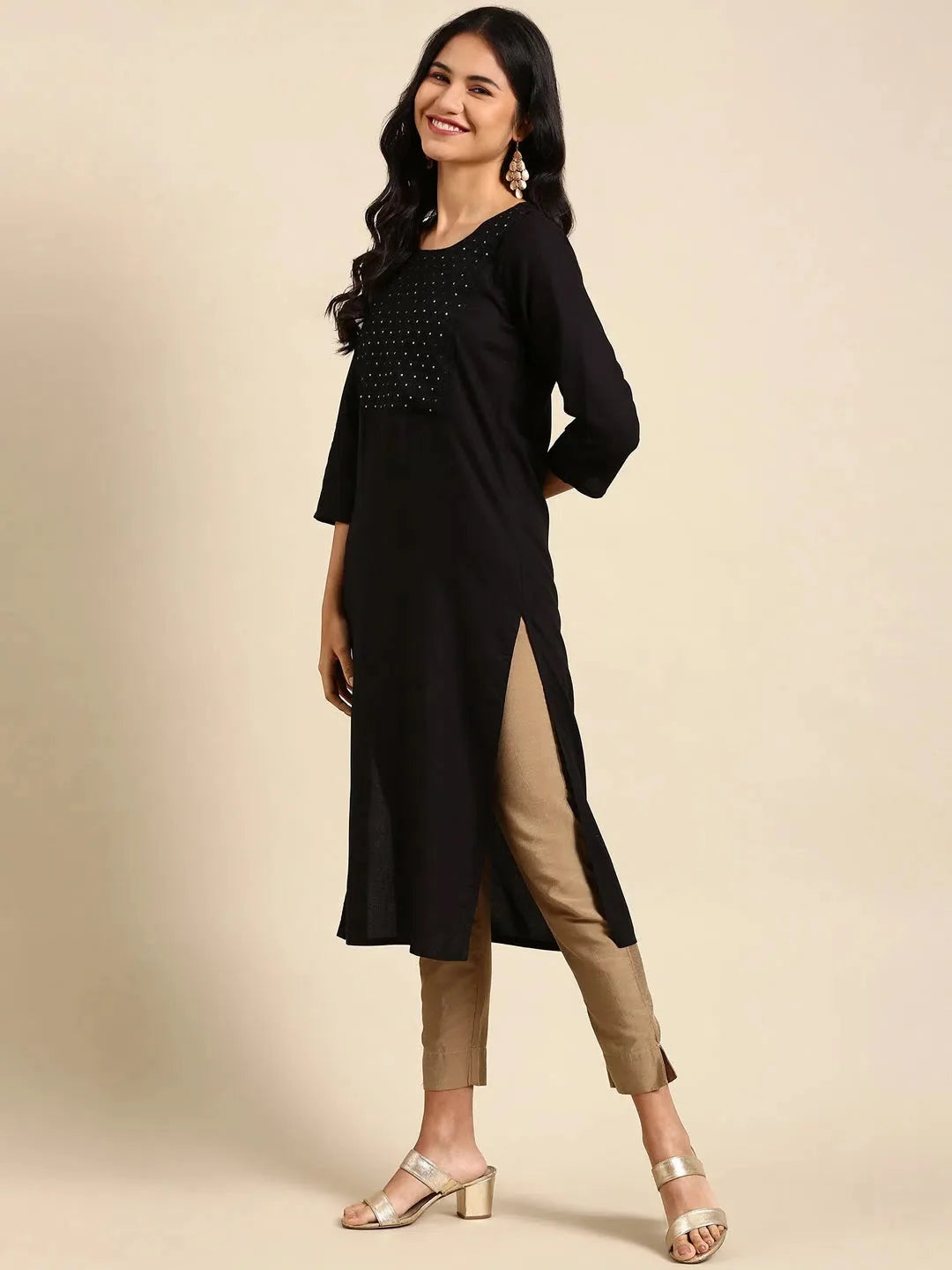Black Printed Straight Kurta for Women | Modern Indian Kurtis