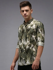 Men Green Printed Casual Shirt-PARKERPRINT-1556-Green