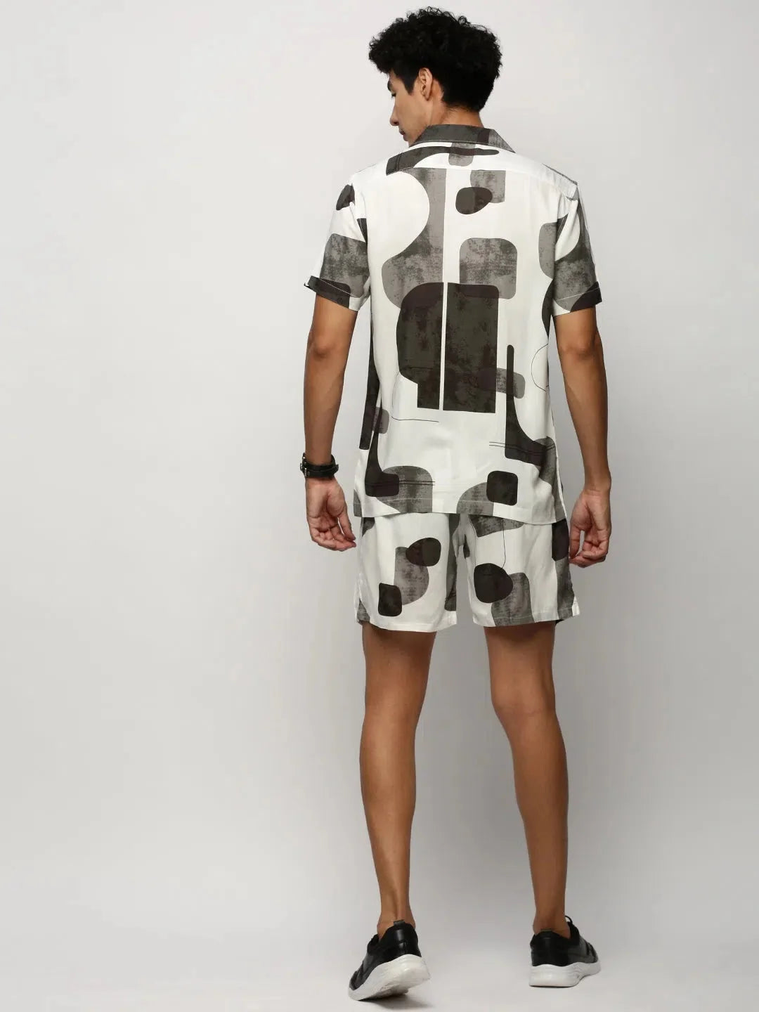 White Printed Men's Casual Co ord Sets | Showoff