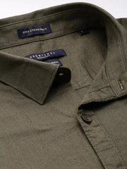Men Green Solid Casual Shirt-SWALLOW-1768-Olive
