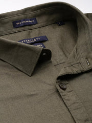 Men Green Solid Casual Shirt-SWALLOW-1768-Olive