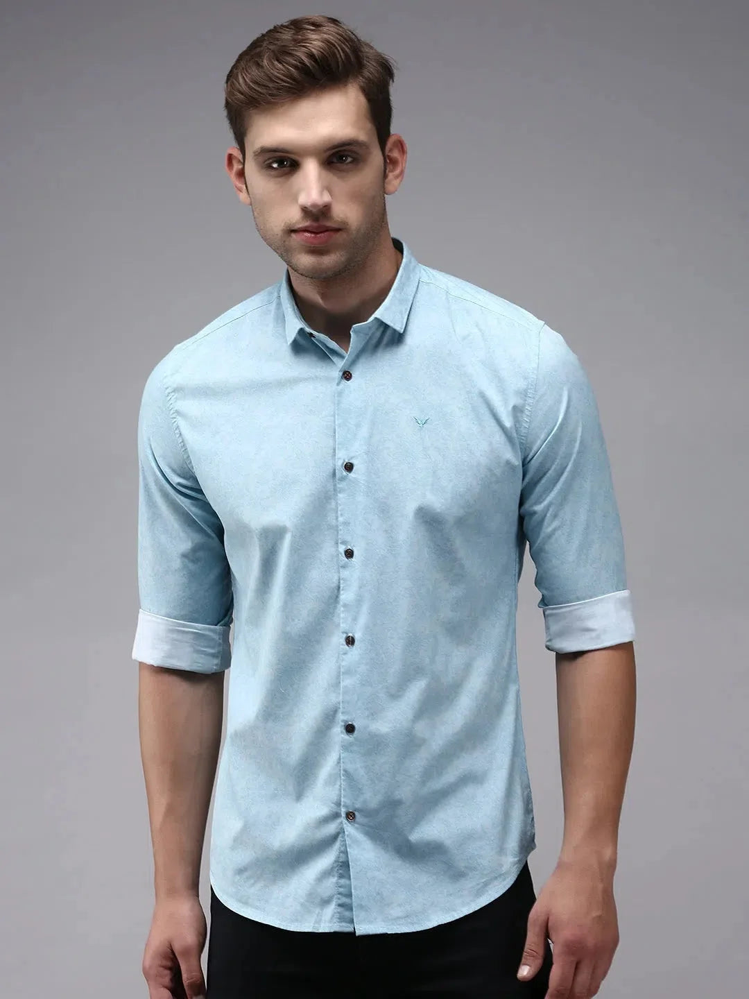 Shop Blue Printed Mens Shirt - Stylish Cotton Shirt | DesiQlo