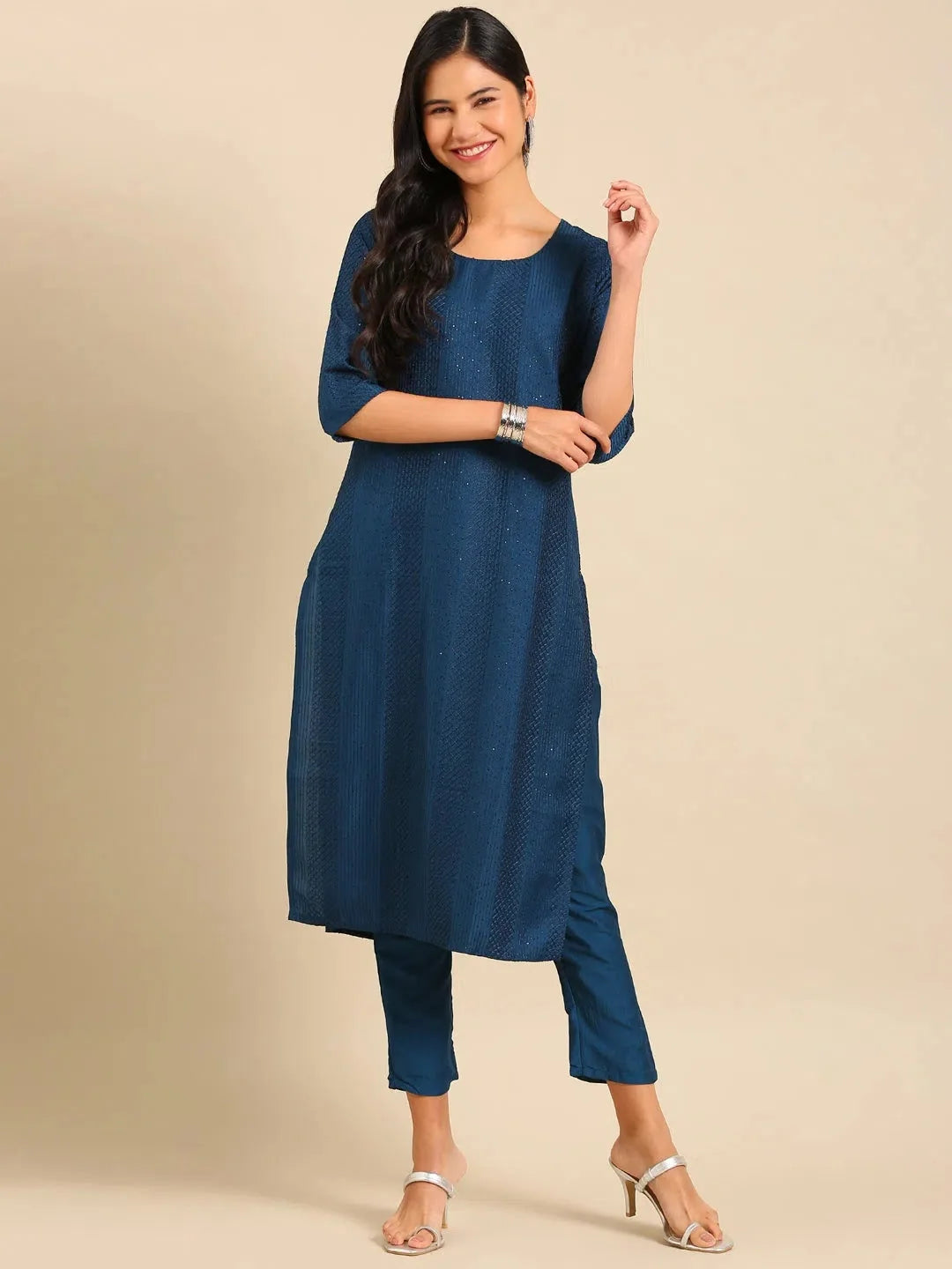 Teal Embroidered Kurta Set | Women's Designer Kurta Sets