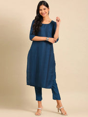 Women's Teal Embroidered Kurta SetKC-837-Teal