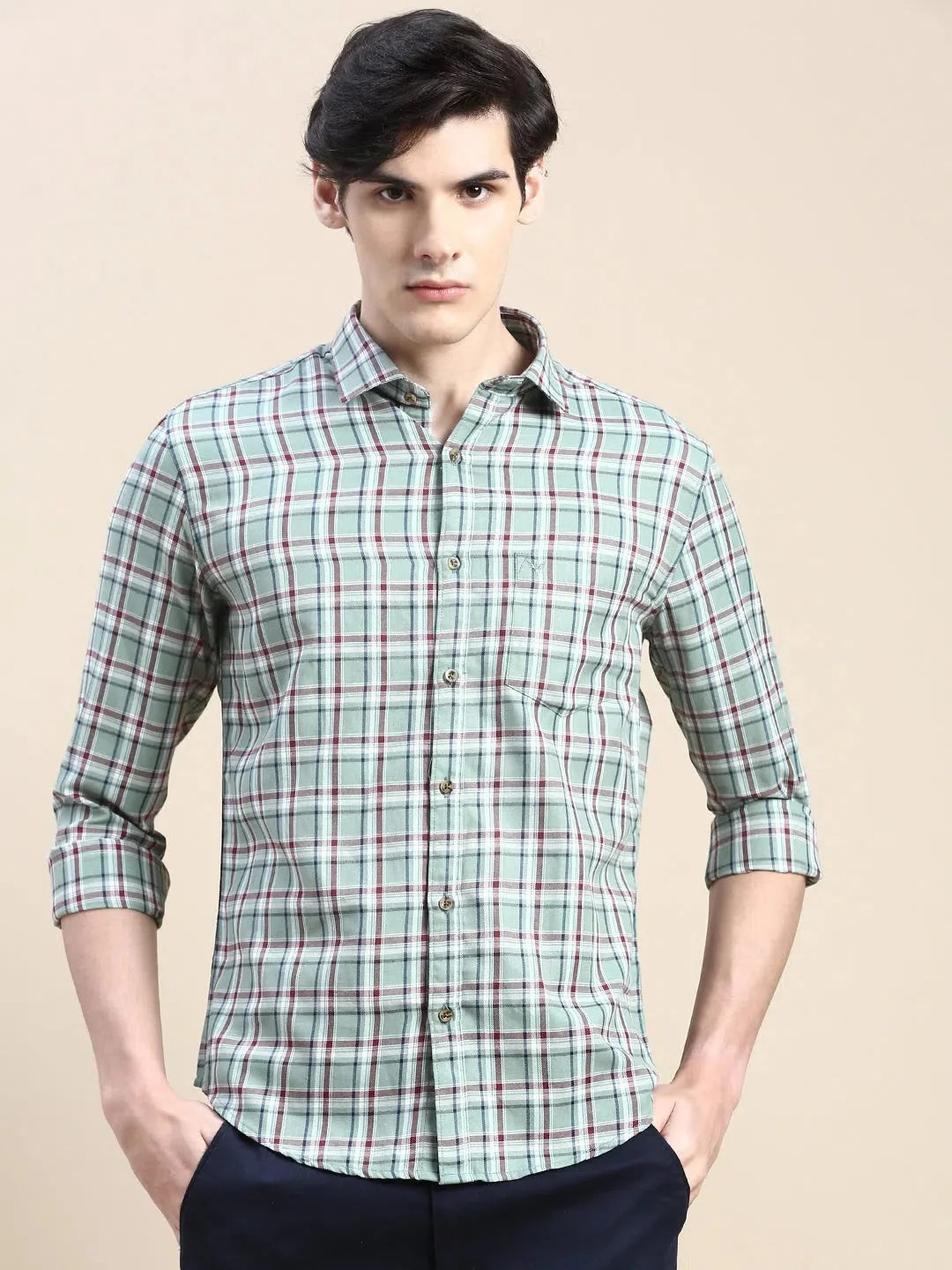 Trending Green Checked Mens Shirt - DesiQlo Cotton Casual Shirt