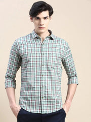 Men Green Checked Casual Shirt-ALBACHECKS-76-Green