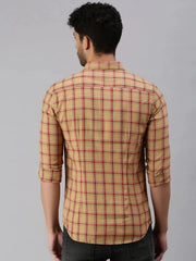 Men Brown Checked Casual Shirt-YARDCHECKS-1169-Brown