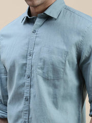 Men Teal Solid Casual Shirt-SWALLOW-1764-Teal