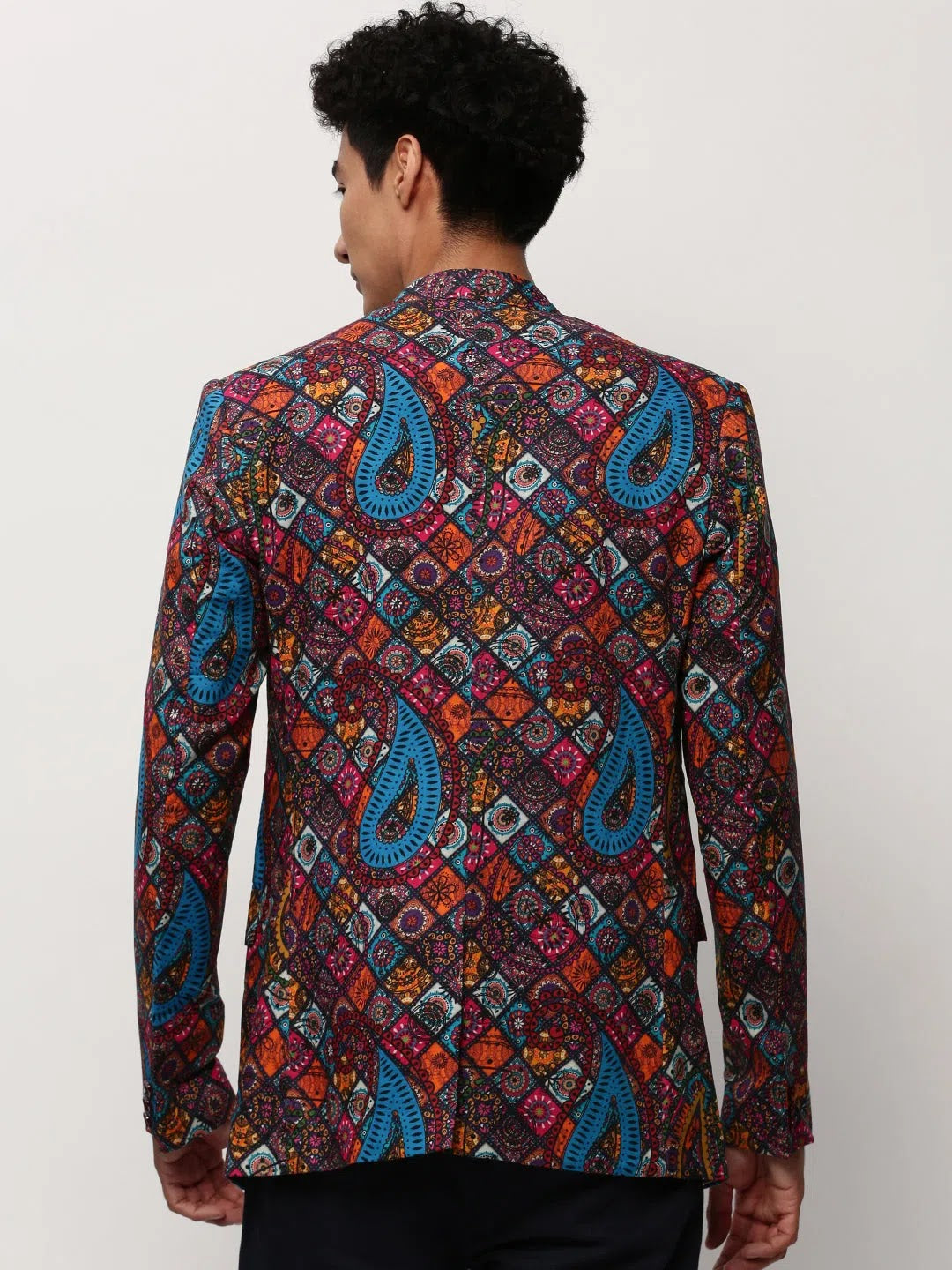 Printed Nehru Jacket: Men's Cotton Ethnic Blazer Style